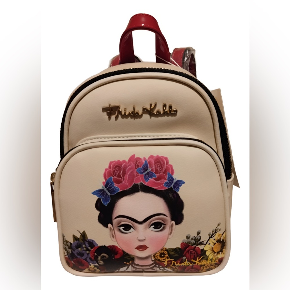 NEW! Authentic Leather Mini Mochila Frida Kahlo Cartoon Backpack Original
